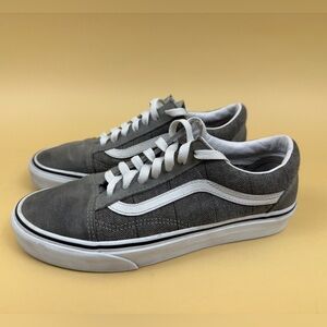 Vans Old Skool Herringbone Pewter Grey Sneakers Men's 6 / Women's 7.5 - EUC